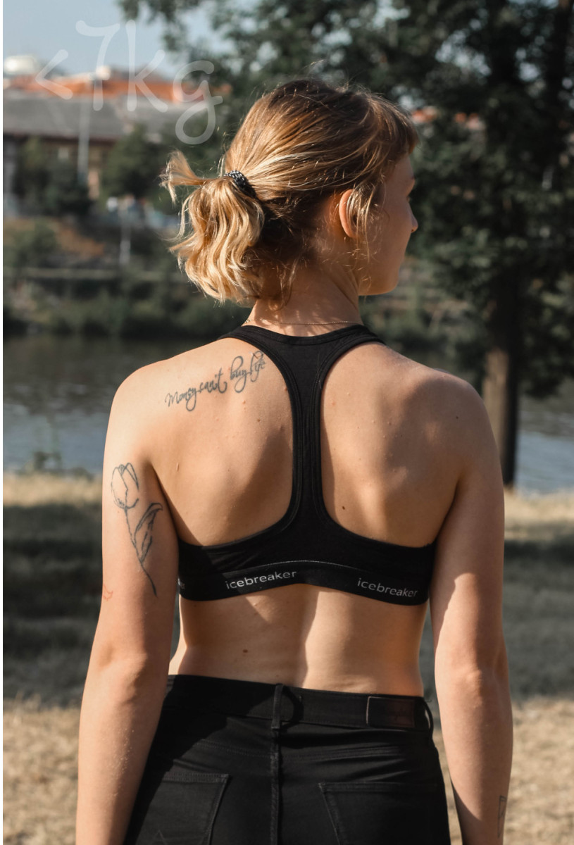 icebreaker】Women's Sprite Sports Bra-BF150-Sandstone Gray/Black