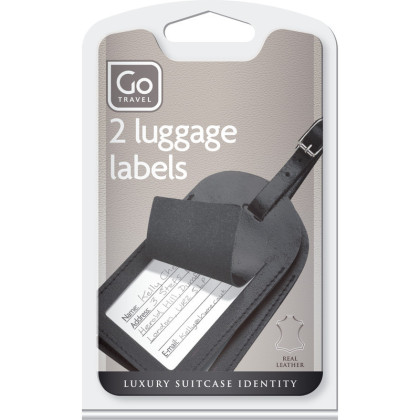 Jmenovky kožené Go Travel Labels for Luggage 2 ks černé, 30 g