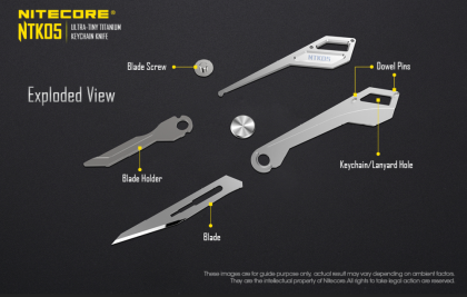 Titanový nůž na klíče NITECORE NTK05 s výměnnou čepelí