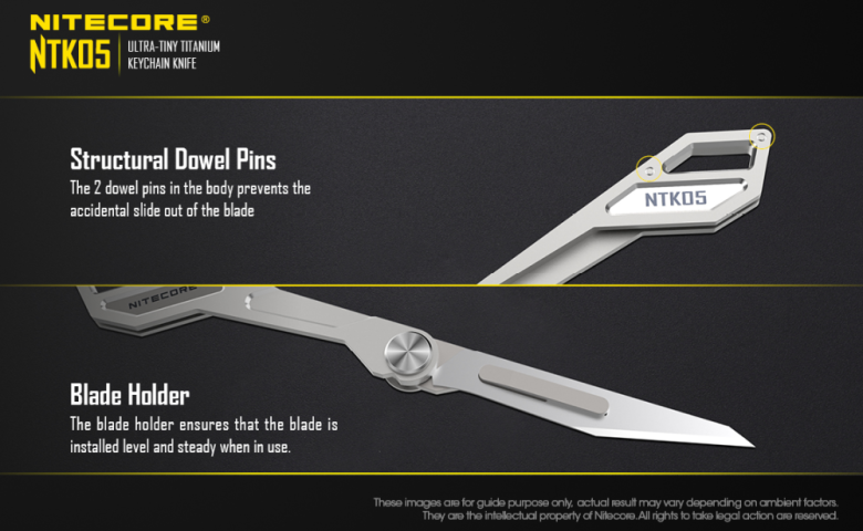 Titanový nůž na klíče NITECORE NTK05 s výměnnou čepelí